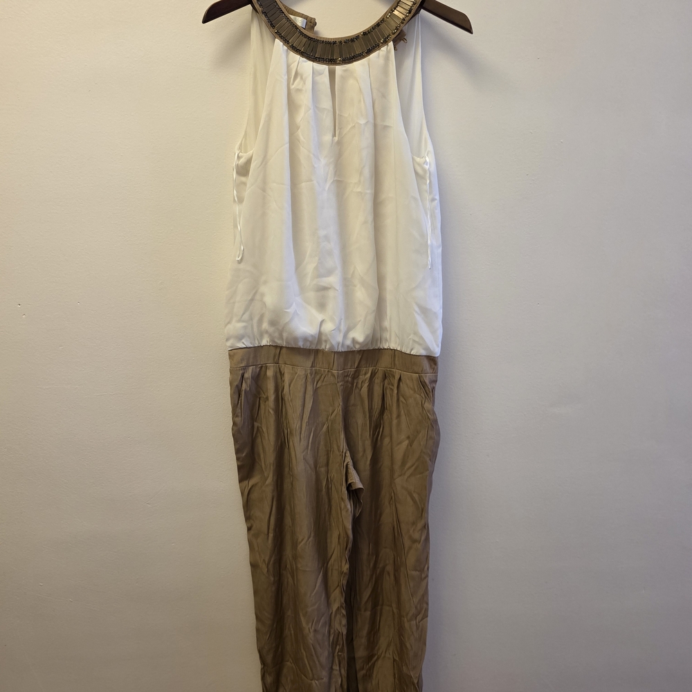 Nordstrom White and Tan Jumpsuit